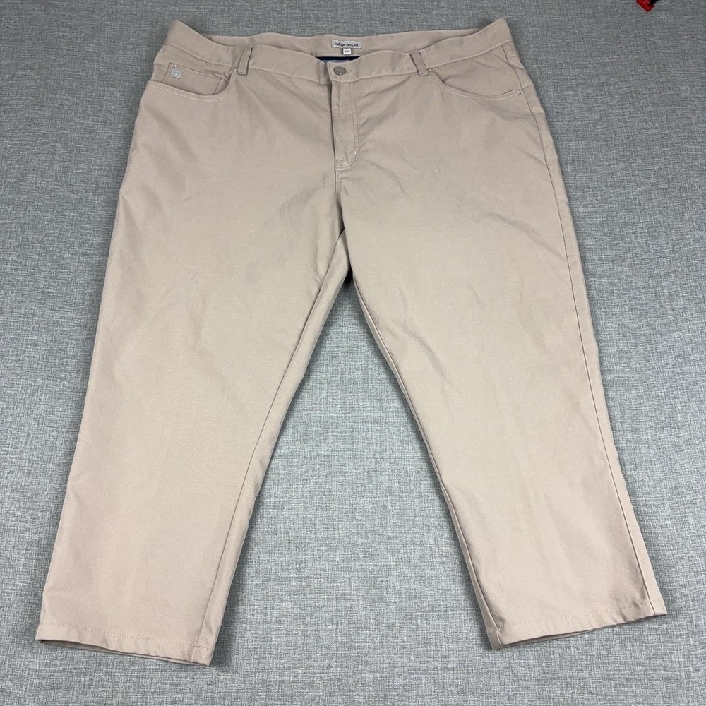 Peter Millar Pants Mens 44x30 Beige Microfiber Chino 5 Pocket Classic Fit Casual